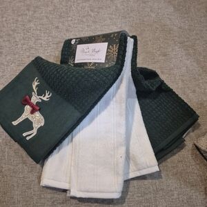 Holiday Deer Kitchen Towels Set (4)